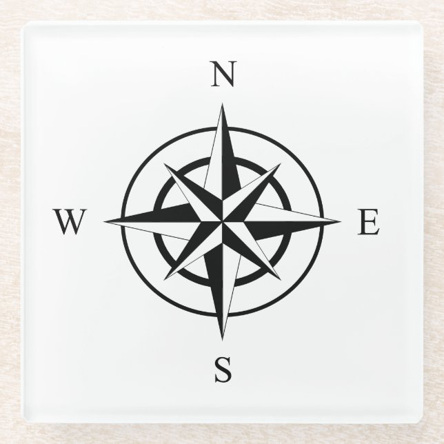 Nautic Compass Face Glasuntersetzer (Vorderseite)