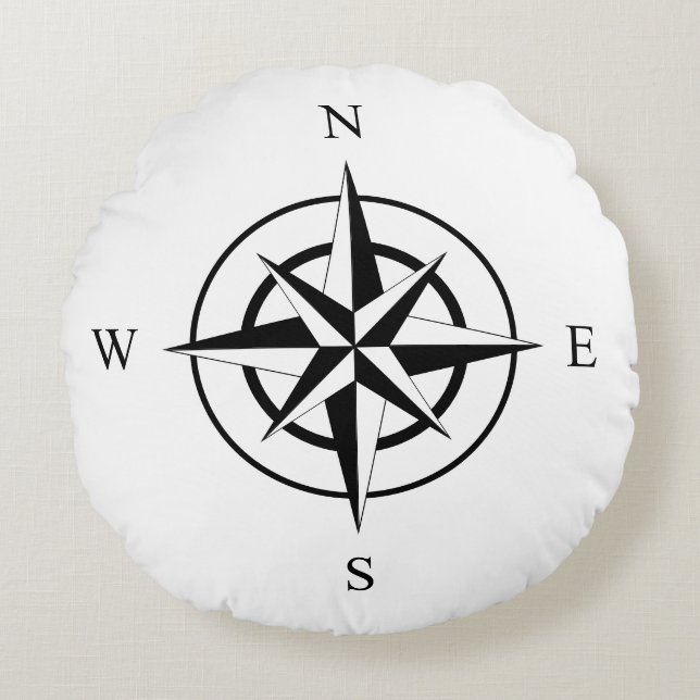 Nautic Compass Face Rundes Kissen (Vorderseite)