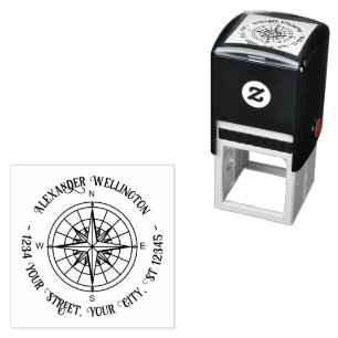 Nautic Compass Rose 3 Name Rücksendeadresse Permastempel