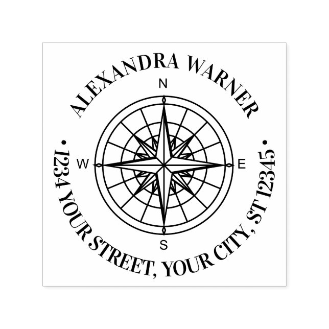 Nautic Compass Rose 3 Name Rücksendeadresse Permastempel (Design)