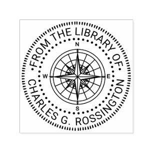 Nautic Compass Rose #3NT Library Name Permastempel