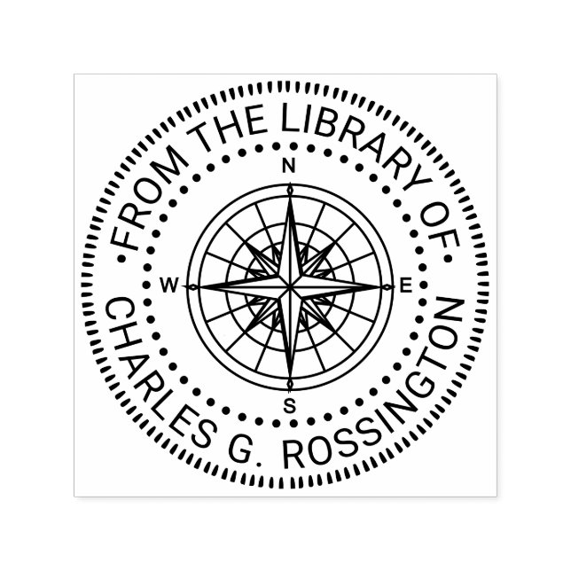Nautic Compass Rose #3NT Library Name Permastempel (Design)