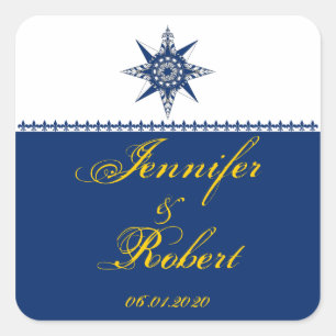 Nautic Compass Rose Navy Yellow Umschlag Aufkleber