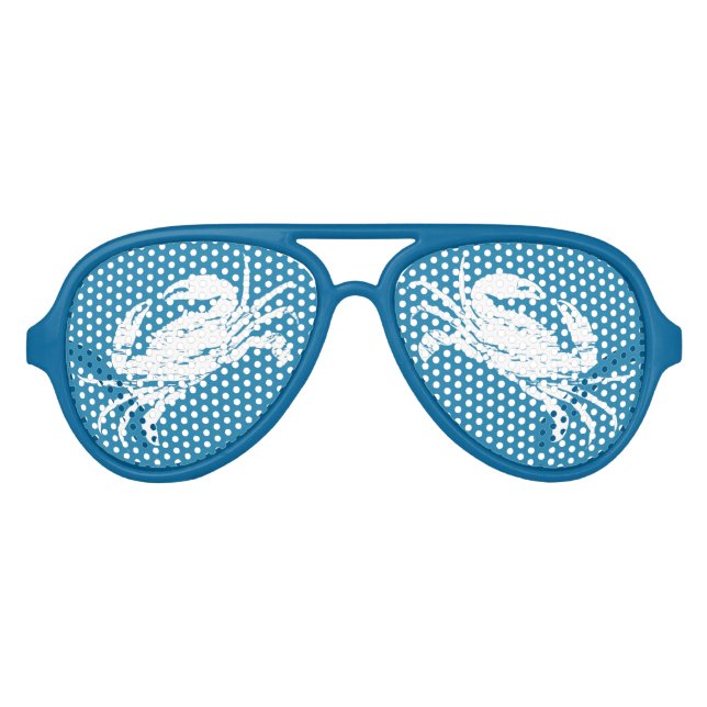 Nautic Crab Blue White Crustacean Partybrille (Vorderseite)