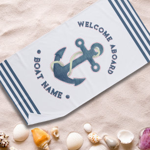 Nautic Custom Boot name welcome on board anker Strandtuch