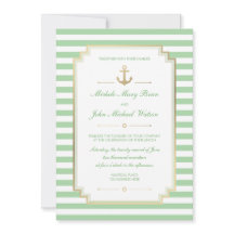 Nautic Custom Minze White Wedding Einladung