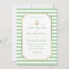 Nautic Custom Minze White Wedding Einladung