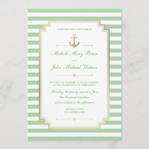 Nautic Custom Minze White Wedding Einladung