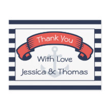 Nautic danke Ihnen Navy Blue Stripe Anchor Hochzei