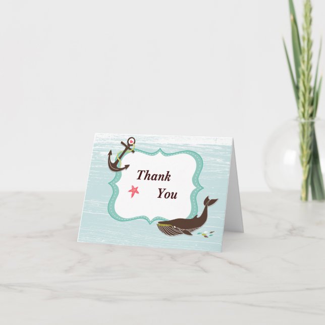 Nautic Dankeschön Karte mit Anker und Postage (Vorderseite)