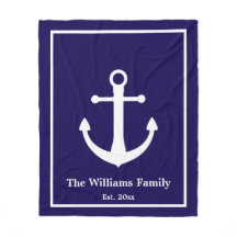 Nautic Dark Blue & White Anchor & Nachname