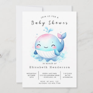 Nautic Editable Whale Baby Show Einladung