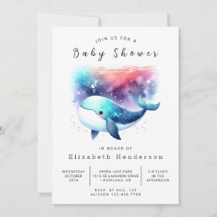Nautic Editable Whale Baby Show Einladung