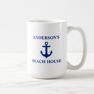 Nautic Familienname Beach House Anchor groß Kaffeetasse