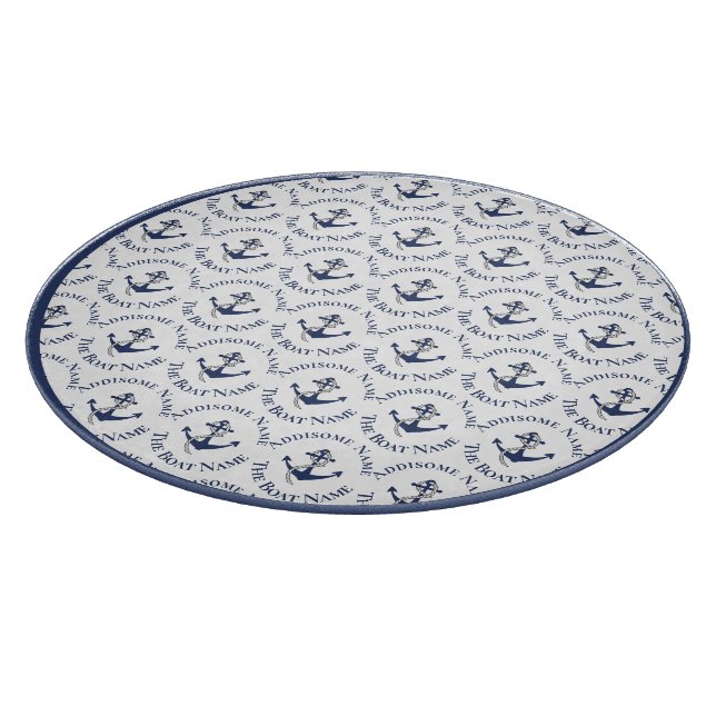 Nautic Family Boat Name Navy Anchor Schneidebrett (Ecke)