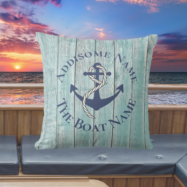 Nautic Family Boat Name Navy Anchor Throw Pille Kissen (Von Creator hochgeladen)