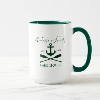 Nautic Family Lake House Anchor Oars Green Large Tasse