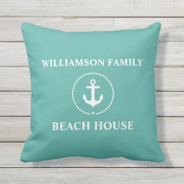 Nautic Family Name Beach House Kissen
