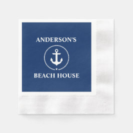 Nautic Family Name Beach House Navy Blue C Serviette