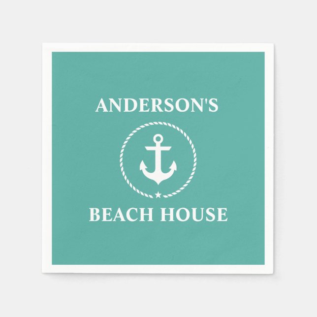 Nautic Family Name Beach House Serviette (Vorderseite)