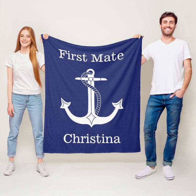 Nautic First Mate White Anchor Personalisiert Fleecedecke (Beispiel)
