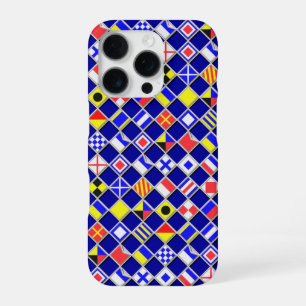 Nautic Flags Signal Navy Blue Checkered Style iPhone 16 Pro Hülle