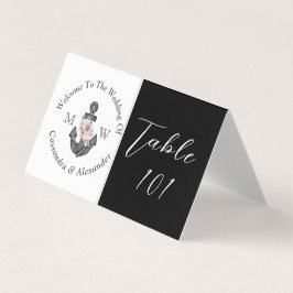 Nautic Floral Anchor Hochzeit Schwarz-Weiß