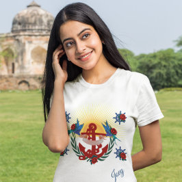 Nautic Floral Red Anchor Blue T-Shirt