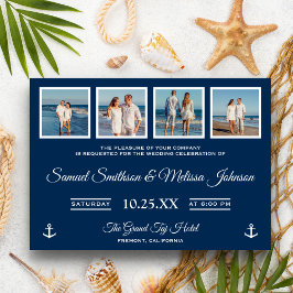 Nautic Foto Collage Navy Einladung Hochzeit