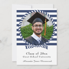 Nautic Foto Navy Blue White Stripes Abschluss Ankündigung