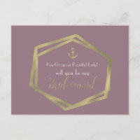 Nautic Gold Anchor Violet Sei meine Bridesmaid Car