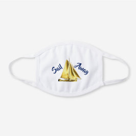 Nautic Gold Sailboat Sail Away Weiße Baumwoll Mund-Nasen-Maske