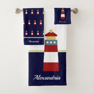 Nautic Gold und Marineblau Badetuch Badhandtuch Set