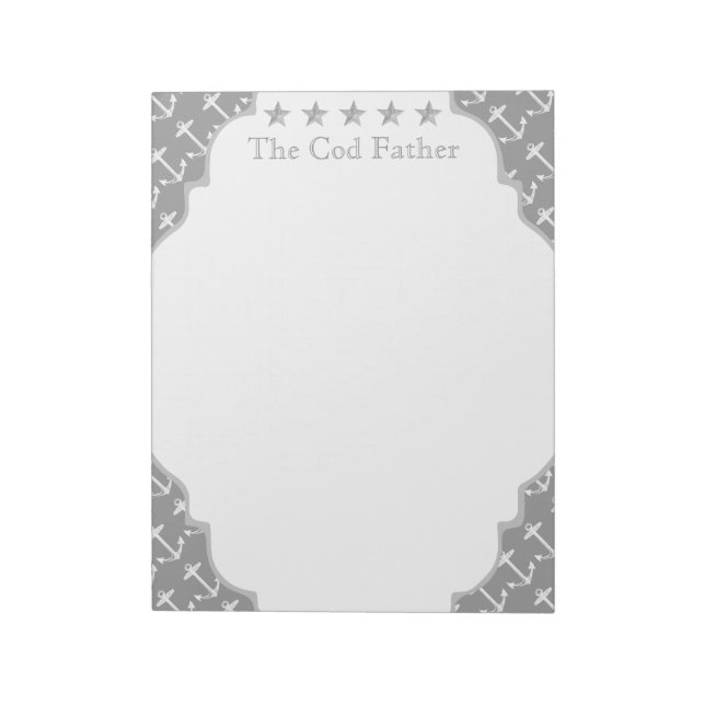 Nautic Gray Anchor Notizblock (Rotiert)