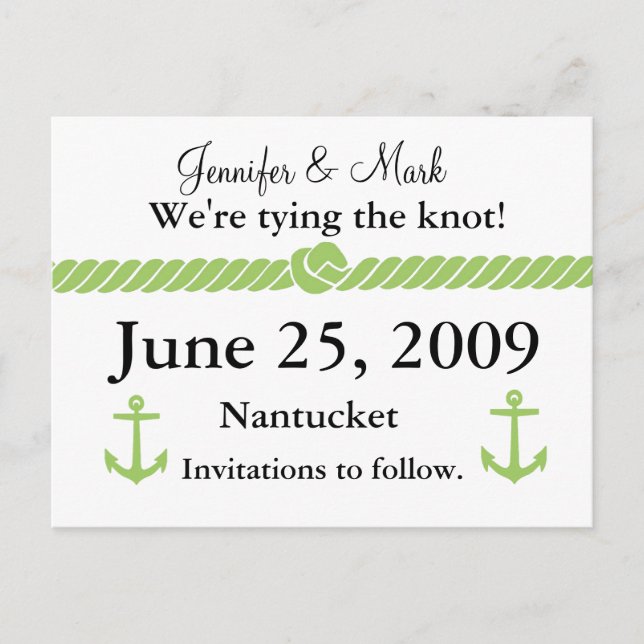 Nautic Knot Save the Date Ankündigungspostkarte (Vorderseite)