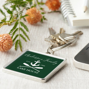 Nautic Lake House Anchor Oars Family Green Schlüsselanhänger