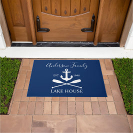Nautic Lake House Anchor Oars Family Navy Blue Fußmatte