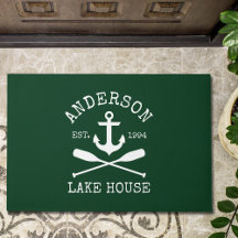 Nautic Lake House Family Anchor Oars Green
