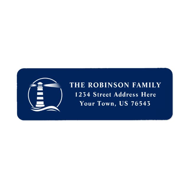 Nautic Lighthouse Ocean Waves Navy Blue Address (Vorne)