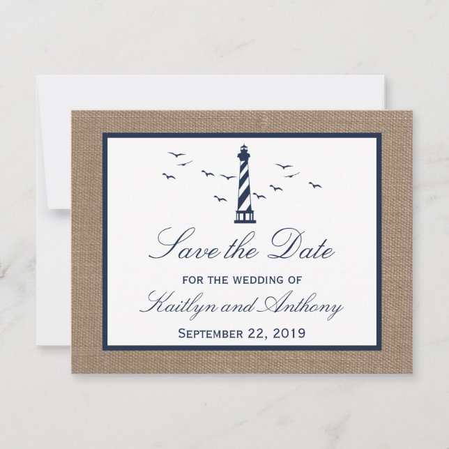 Nautic Lighthouse Wedding Save the Date Cards (Vorderseite)