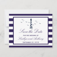 Nautic Lighthouse Wedding Save the Date Cards