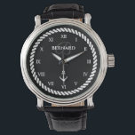 Nautic Luxus Uhrengeschenk mit individuelle Name Armbanduhr<br><div class="desc">Nautic Luxus Uhrengeschenk für Männer's Geburtstag, Hochzeit, Ruhestand, Leistung, Urlaub etc. Schaffen Sie sich Ihr eigenes luxuriöses Geschenk für ihn. Stilvolles Design mit schicken römischen Zahlen und eleganter Schriftzeichen. Personalisierte Vorlage für Name, Nachname oder Schiffsname plus Monogramm. Geben Sie optional das Geburtsjahr oder das Ruhestandsdatum an. Moderne und klassische Herren...</div>