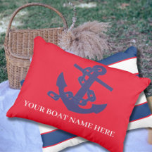 Nautic Marine Anchor Stripe Red Beach House