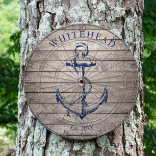 Nautic Monogram Anchor Beige Woge Dartscheibe
