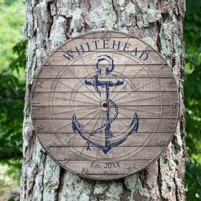 Nautic Monogram Anchor Beige Woge Dartscheibe (Personalized nautical anchor design. Great for a family reunion, wedding, or family gift.)