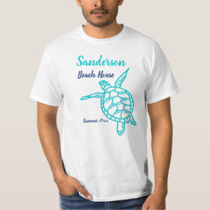 Nautic Navy Aquamarin Sea Turtle Beach House T-S T-Shirt