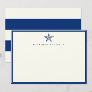 Nautic Navy Beach Starfish Note Card Mitteilungskarte