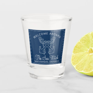 Nautic Navy Blauer Name an Bord Schnapsglas