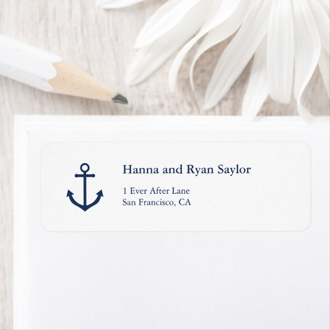 Nautic Navy Blue Anchor Address Labels (Insitu)