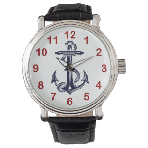 Nautic Navy Blue Anchor Armbanduhr
